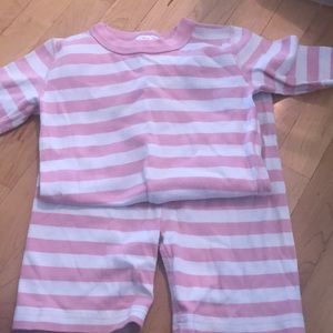 Hanna Andersson Pink White Stripe Pajamas Size 150cm US 12